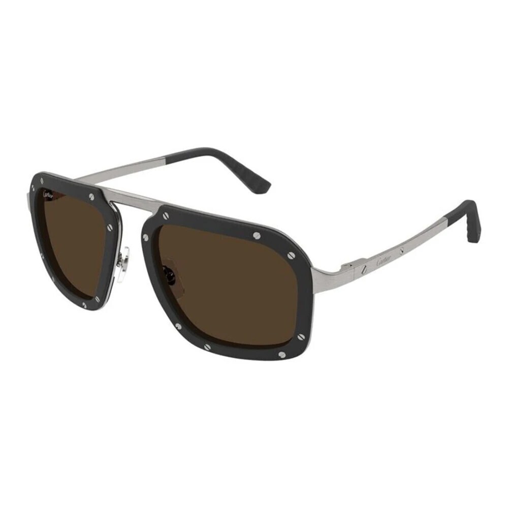 Cartier CT0573S-003 Sunglasses Grey Ruthenium Brown Metal